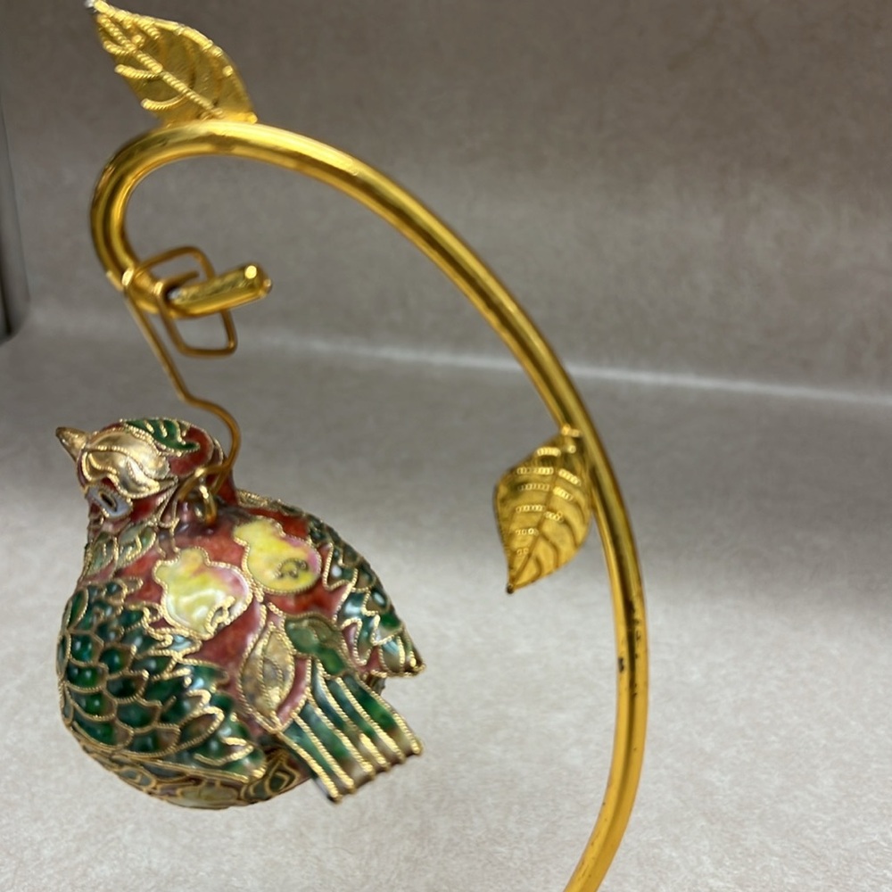 Cloisonné bird with stand - Picture 5 of 8